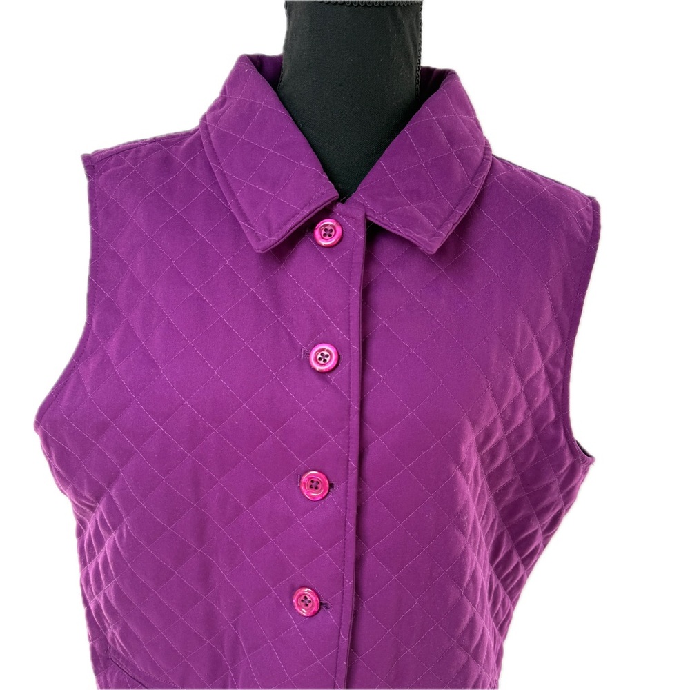 Drapers & Damons Purple Quilted Button Up Vest with Collar, Pockets Size P-Large - Picture 3 of 17